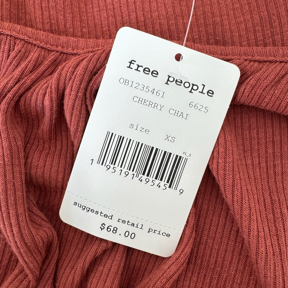 Free People Beach You’re the One Scoop Neck Crop Top Cherry Chai XS - Picture 10 of 14
